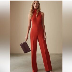 Reiss Women's Red Dori - High Neck Open Back Jumpsuit. Size 4, worn once.